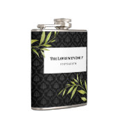 Wasserfarbene weiße Schneeröcke und Laurel Damask Flachmann (Rechts)