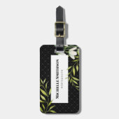 Wasserfarbene weiße Schneeröcke und Laurel Damask Gepäckanhänger (Vorderseite vertikal)