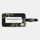 Wasserfarbene weiße Schneeröcke und Laurel Damask Gepäckanhänger (Rückseite horizontal)