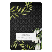 Wasserfarbene weiße Schneeröcke und Laurel Damask Mini Klemmbrett (Rückseite)