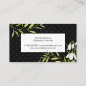 Wasserfarbene weiße Schneeröcke und Laurel Damask Visitenkarte (Rückseite)