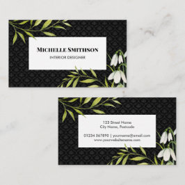 Wasserfarbene weiße Schneeröcke und Laurel Damask Visitenkarte