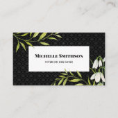 Wasserfarbene weiße Schneeröcke und Laurel Damask Visitenkarte (Vorderseite)