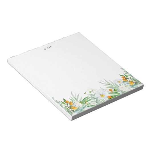 Wasserfarbene Weißorchideen und Kumquats Personali Notizblock (angewinkelt)