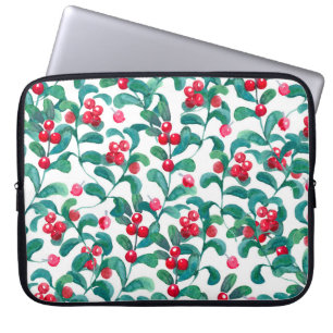 Wasserfarbene Wildbeeren, nahtloses Muster. Laptopschutzhülle