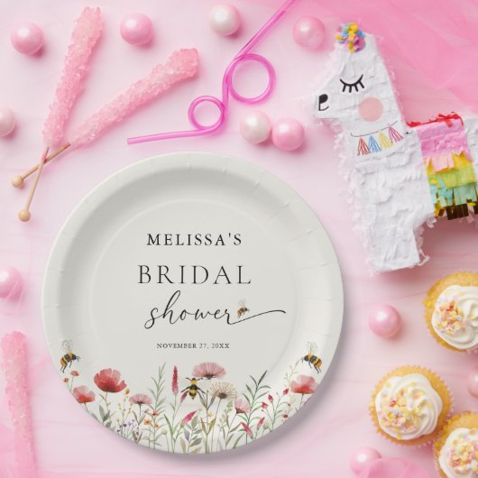 Wasserfarbene Wildblume bedeutet Brautparty zu sei Pappteller (Party)