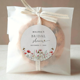 Wasserfarbene Wildblume bedeutet Brautparty zu sei Runder Aufkleber