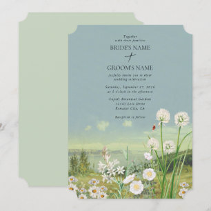 Wasserfarbene Wildblume Bergwelt Hochzeit Einladung