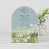 Wasserfarbene Wildblume Bergwelt Hochzeit Einladung (Stehend Vorderseite)