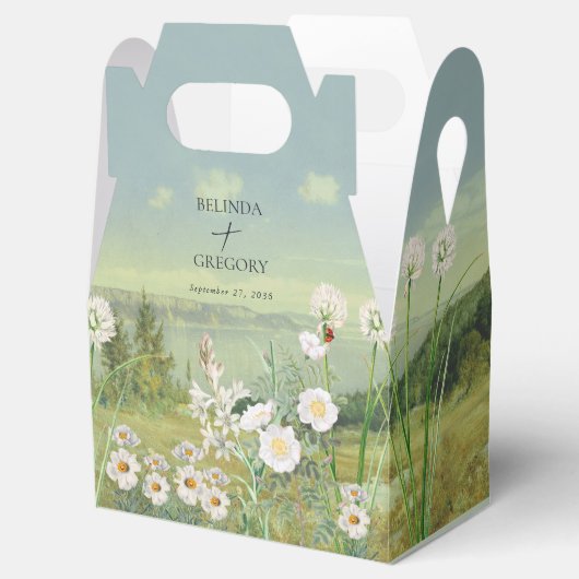 Wasserfarbene Wildblume Bergwelt Hochzeit Geschenkschachtel (Geöffnet)