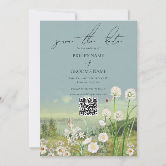 Wasserfarbene Wildblume Bergwelt Hochzeit Save The Date (Vorderseite)