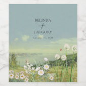 Wasserfarbene Wildblume Bergwelt Hochzeit Weinetikett (Einzelnes Label)