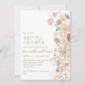 Wasserfarbene Wildblume Blütenfeder-Brautparty Einladung (Vorderseite)