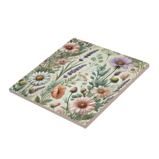 Wasserfarbene Wildblume Frühjahr und Sommer Dekora Fliese (Seite)