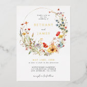 Wasserfarbene Wildblume Hochzeitsfoil Einladung (Vorderseite)