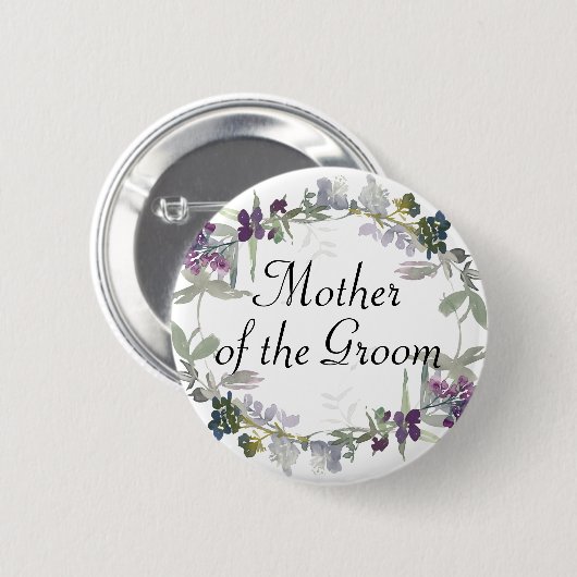 Wasserfarbene Wildblume Lavendelmutter am Boden Button (Vorne & Hinten)