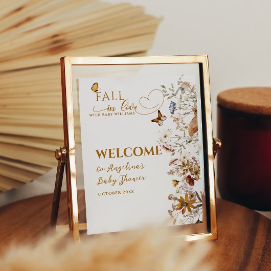 Wasserfarbene Wildblume sinkt in Liebe Babydusche Poster