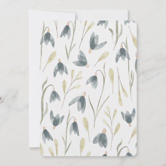 Wasserfarbene Wildblume Snowdrops Save the Date (Rückseite)
