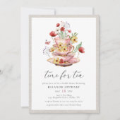 Wasserfarbene Wildblume Zeit für Tee-Brautparty Einladung (Vorderseite)