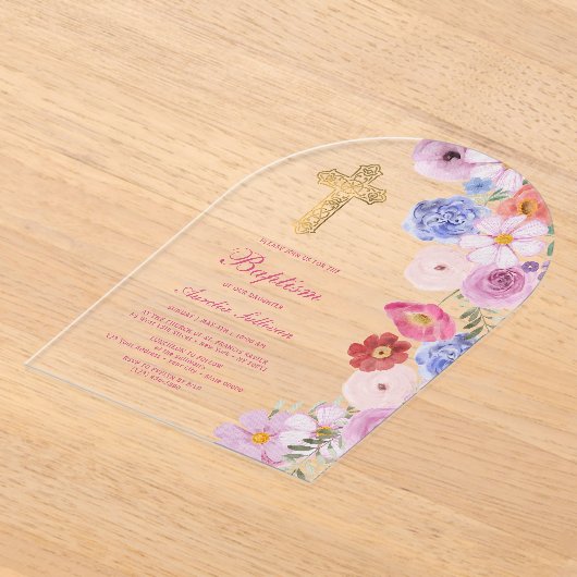 Wasserfarbene Wildblumen Arch-Taufe Acryleinladungen (Ablage )