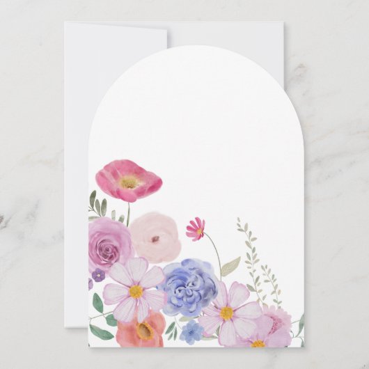 Wasserfarbene Wildblumen Arch-Taufe Einladung (Rückseite)