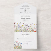 Wasserfarbene Wildblumen Blütenfrühlings-Hochzeit All In One Einladung (Innen Boden)