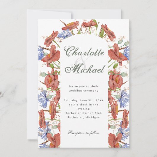 Wasserfarbene Wildblumen Einladung (Vorderseite)