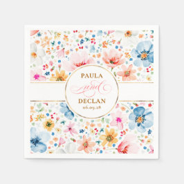 Wasserfarbene Wildblumen Elegante Boho Hochzeit Serviette