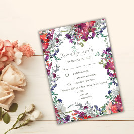 Wasserfarbene Wildblumen Elegante Boho Wedding RSV RSVP Karte