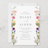 Wasserfarbene Wildblumen Frühjahrssommer Einladung (Vorderseite)