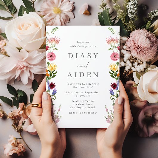 Wasserfarbene Wildblumen Frühjahrssommer Einladung