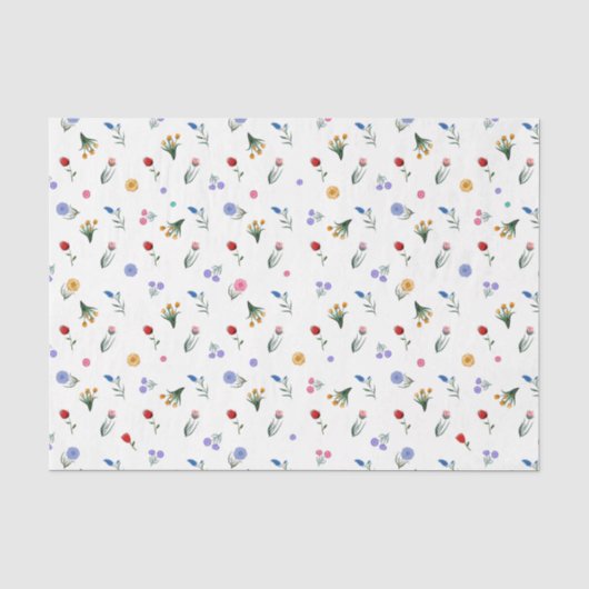 Wasserfarbene Wildblumen Handgemalt Seidenpapier (Vorderseite)
