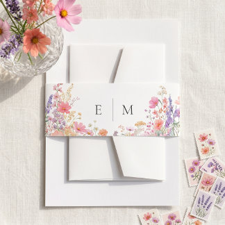 Wasserfarbene Wildblumen-Hochzeit Einladungsbanderole
