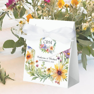 Wasserfarbene Wildblumen Hochzeit im Garten Geschenkschachtel
