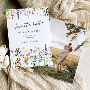 Wasserfarbene Wildblumen Hochzeit - Save-the-Date Save The Date
