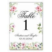 Wasserfarbene Wildblumen Hochzeit Tischnummer (Vorderseite)