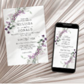 Wasserfarbene Wildblumen Lavendelhochzeit Einladung