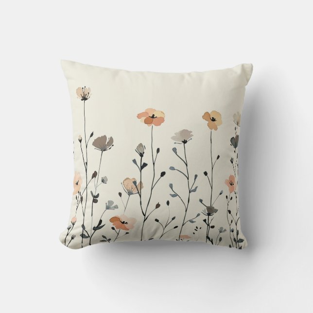 Wasserfarbene Wildblumen Rustikale Elegante Kissen (Vorderseite)