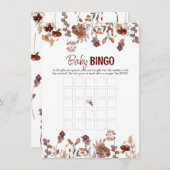 Wasserfarbene Wilde Blume Baby Bingo Game Card Mitteilungskarte (Vorne/Hinten)
