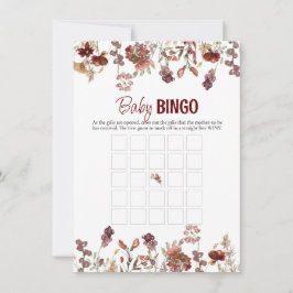 Wasserfarbene Wilde Blume Baby Bingo Game Card Mitteilungskarte