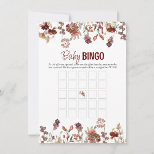 Wasserfarbene Wilde Blume Baby Bingo Game Card Mitteilungskarte