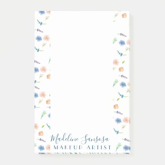 Wasserfarbene Wilde Blume Botanischer Veranstaltun Post-it Klebezettel (Vorderseite)