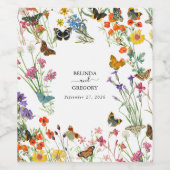 Wasserfarbene Wilde Blume Schmetterlinge Blumenzeh Weinetikett (Einzelnes Label)