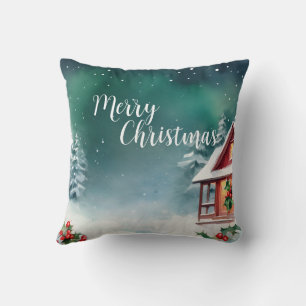 Wasserfarbene wilde Xmas Pine tree Feiertage Kissen