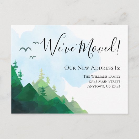 Wasserfarbene Wildnisgebirge, die wir bewegt haben Postkarte (Vorderseite)