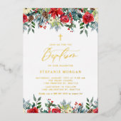 Wasserfarbene Winterblüten Blütenblütentaufe Folieneinladung (Vorderseite)