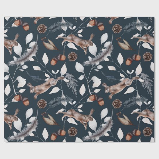 Wasserfarbene Winterhütte Geschenkpapier (Flach)