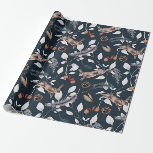 Wasserfarbene Winterhütte Geschenkpapier (Ungerollt)