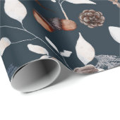 Wasserfarbene Winterhütte Geschenkpapier (Rolleneckpunkt)