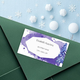 Wasserfarbene Winterlandschaft in tiefen Lila Töne Adressaufkleber